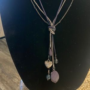 Long different material strand necklace